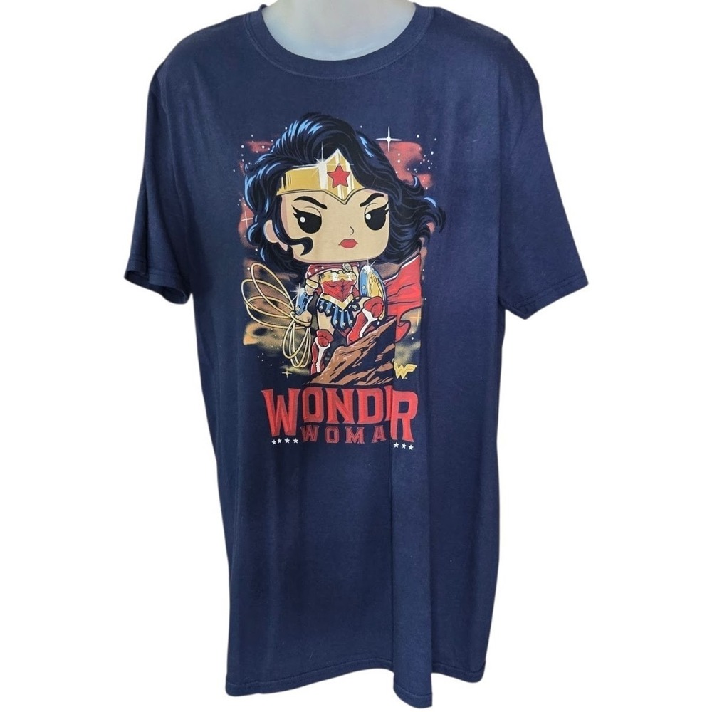 Funko Womens Geek Wonder Woman T Shirt Size L DC Comics Superhero Graphic Blue